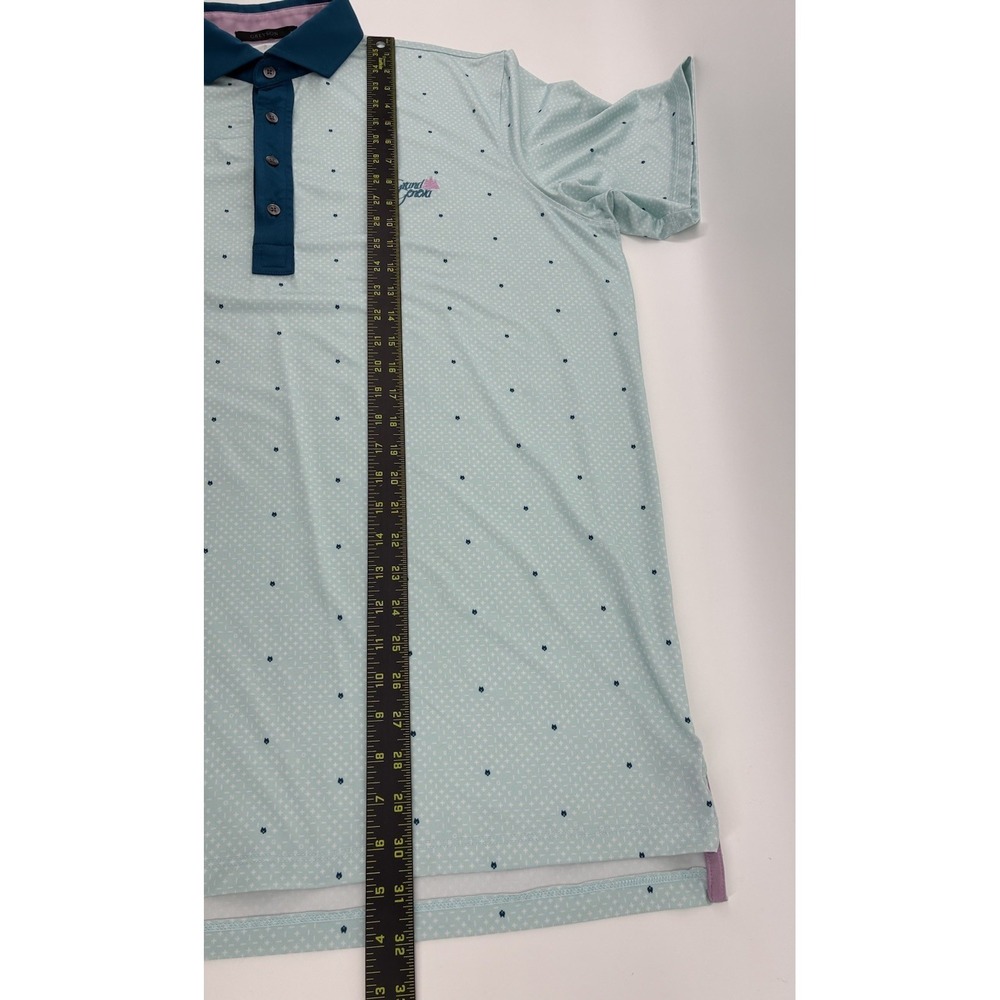 Greyson Golf Polo Large Mint Teal Performance All Over Print Stretch Polyester - Picture 6 of 7